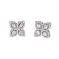 18k White Diamond Princess Flower Earring