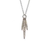 18K White Gold Whisper Pave Short Triple Pendant Necklace