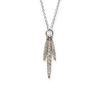 18K White Gold Whisper Pave Short Triple Pendant Necklace