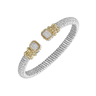 Sterling Silver with 14KY Diamond 0.18ctw 6mm Bangle by Vahan