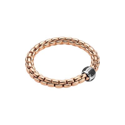 Fope Rose Gold Bracelet with Black Diamonds