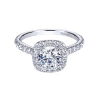 14K White Gold Round Halo Diamond Engagement Ring