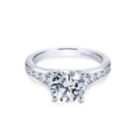 Gabriel 14k White Gold Round Aubrey Straight Engagement Ring