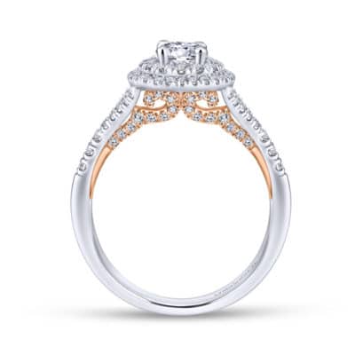 Bellezza 14K White-Rose Gold Round Diamond Engagement Ring