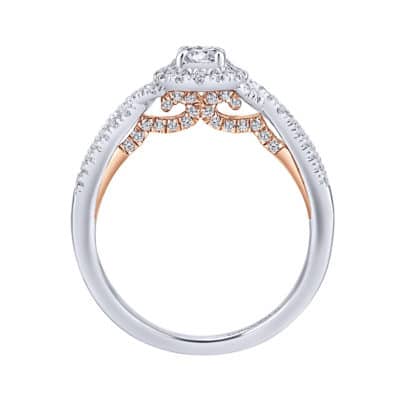 Lourdes 14K White-Rose Gold Round Halo Diamond Engagement Ring