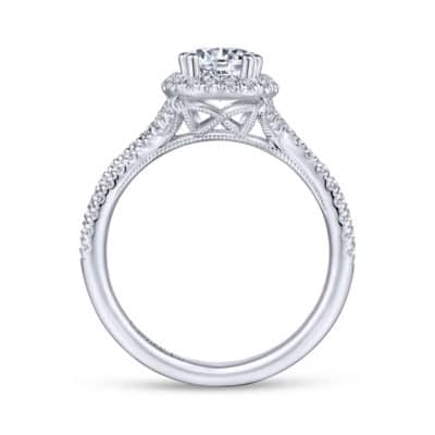 Chatham 14K White Gold Pear Shape Halo Diamond Engagement Ring