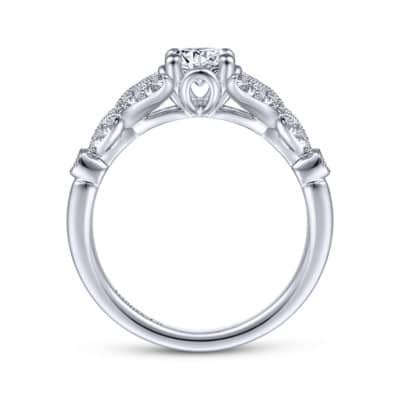 Bryce Vintage 14K White Gold Split Shank Round Diamond Engagement Ring