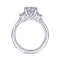 14K White Gold Round 3 Stone Diamond Engagement Ring