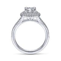 14K White Gold Round Double Halo Diamond Engagement Ring