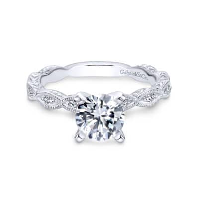 14K White Gold Round Diamond Engagement Ring