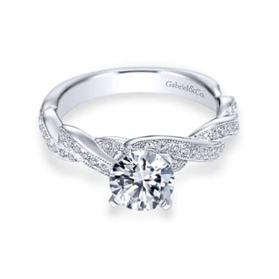 Cassidy 14K White Gold Round Twisted Diamond Engagement Ring