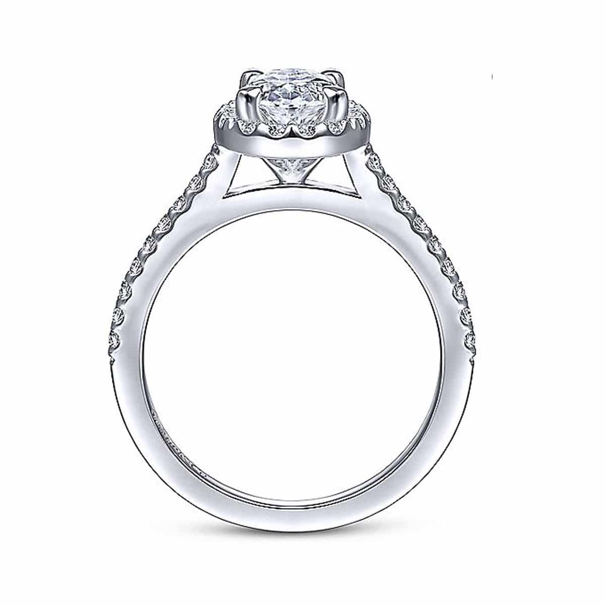 14K White Gold Oval Halo Diamond Engagement Ring