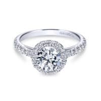 14K White Gold Round Halo Diamond Engagement Ring