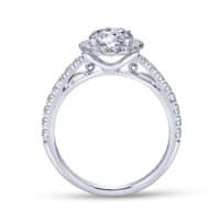 14K White Gold Round Halo Diamond Engagement Ring