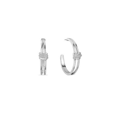 Judith Ripka Sterling Silver Eternity Highway Hoop Earrings With Diamonds