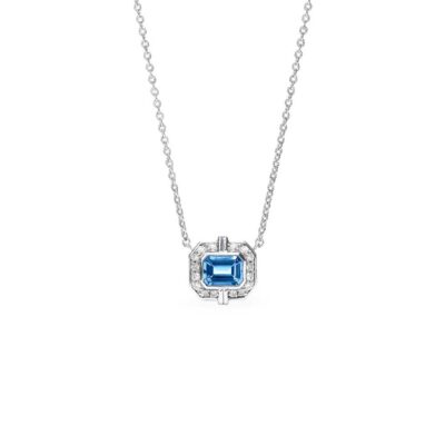 Judith Ripka Sterling Silver Adrienne Necklace With Swiss Blue Topaz And Diamonds