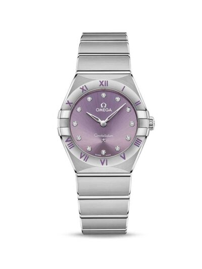 OMEGA Constellation 28mm Steel Quartz Purple Blossom with Diamonds