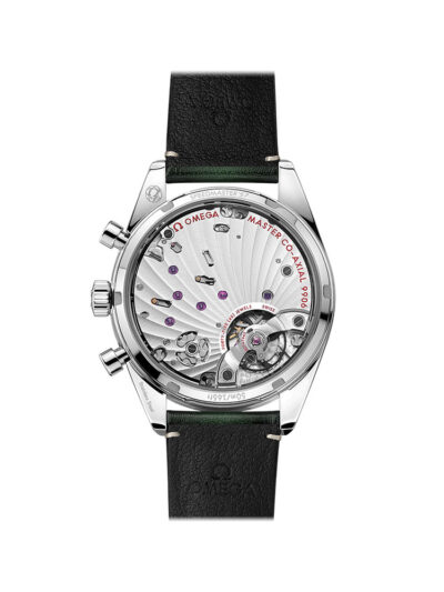 OMEGA Speedmaster '57 green watch on leather strap