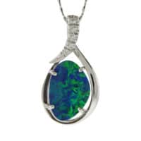 Parlé 14k WG Australien Opal Doublet Pendant with Diamonds