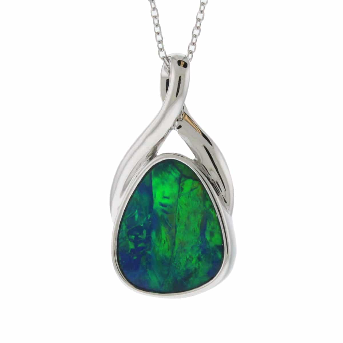 14KWG Australian Opal Doublet Crossover Bail Pendant